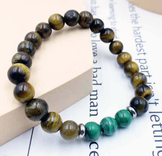 Natural Malasdfchite Tiger Eye Beaded Bracelet