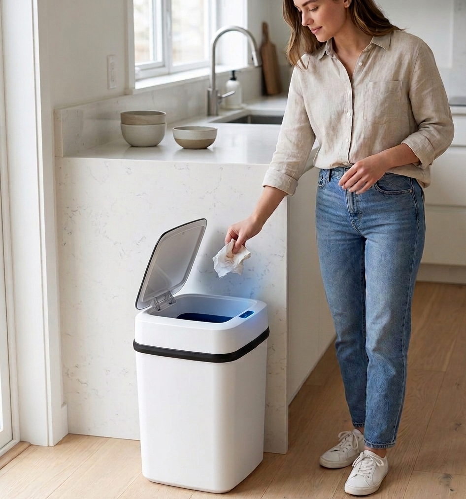 Household Fully Automatic Induction Smart Trash Can With Lid