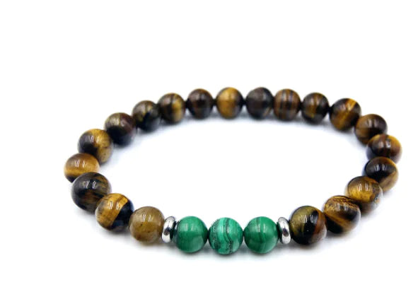 Natural Malasdfchite Tiger Eye Beaded Bracelet