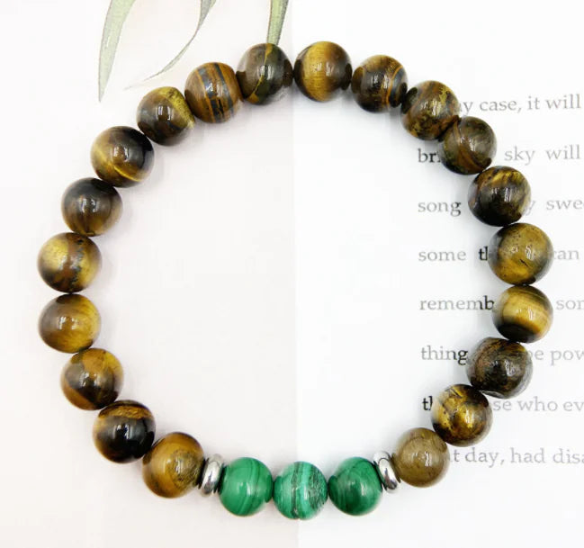 Natural Malasdfchite Tiger Eye Beaded Bracelet